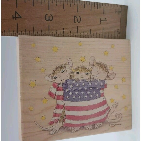 House Mouse stamp Patriotic Wrap Amanda Maxwell Mudpie July 4th Flag HMKR1005 - Picture 3 of 6